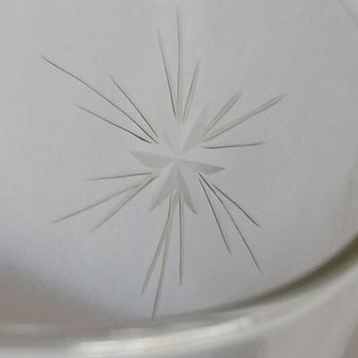 Twelve matching Bubble footed glasses with etched starburst design