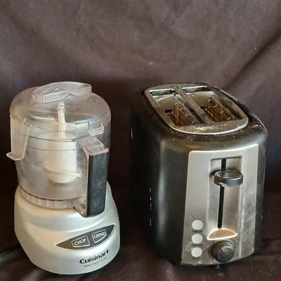 2 slice toaster and a Cuisinart mini prep plus