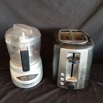 2 slice toaster and a Cuisinart mini prep plus