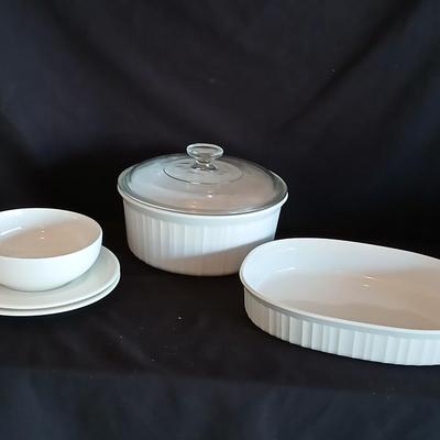 Corning baking oven proof dishes with mainstays plate and bowl