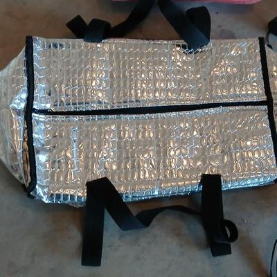 Large cooler bag - water bottle - red cross first aid kit and other auto survival necessities