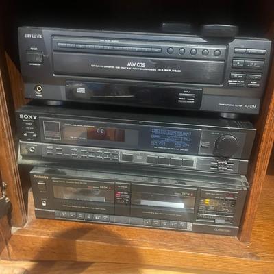 Sony AM/FM Receiver, Technics Dual Cassette & Aiwa 5 Disc CD Player (S-MG)