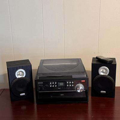Jensen 3-Speed Stereo Turntable with CD and Cassette Music System - Collection of Vinyl included (UB-DZ)