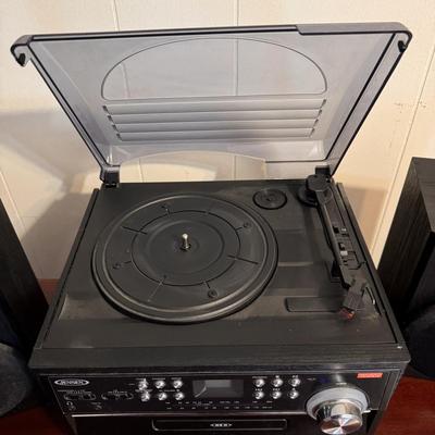 Jensen 3-Speed Stereo Turntable with CD and Cassette Music System - Collection of Vinyl included (UB-DZ)