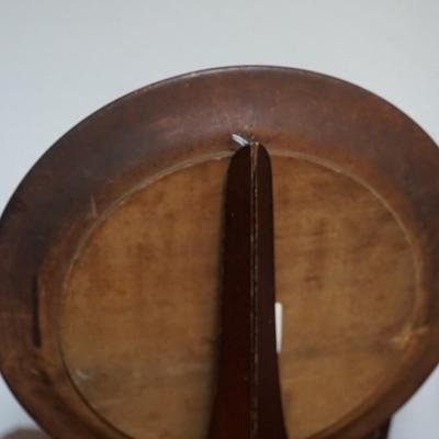 ANTIQUE RUSSIAN CARVED HAND COLORED 13" WOODEN PLATE W/ ARCHER/ LIONS MEDIEVIAL STYLE