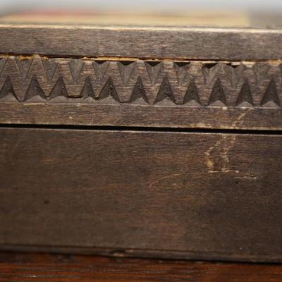 ANTIQUE FROM RUSSIA FOUR WOODEN FOLK ART BOXES OF CARVED BOXES W/ HAND PAINTED WINTER SCENES