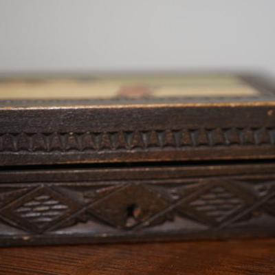 ANTIQUE FROM RUSSIA FOUR WOODEN FOLK ART BOXES OF CARVED BOXES W/ HAND PAINTED WINTER SCENES