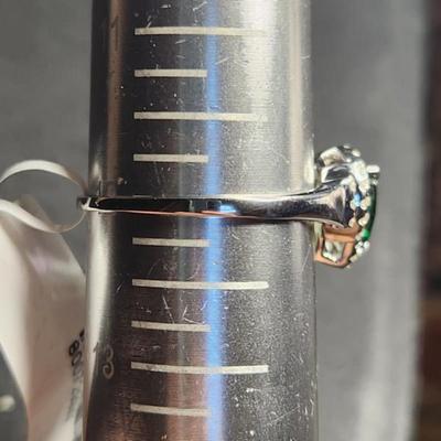 14k White Gold 1.51 Cttw Pear Tsavorite Diamond Ring Size 12