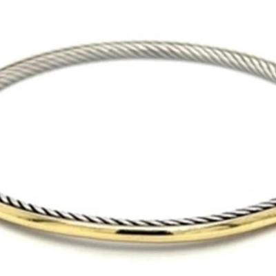 ESTATE DAVID YURMAN TWO TONED BANGLE STERLING AND 18K GOLD