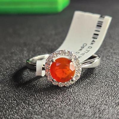 Brand New 14k White Gold Mexican Fire Opal Diamond Ring 1.07cttw