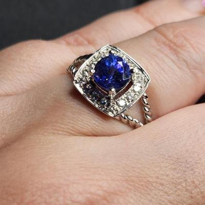 Brand New 14k White Gold 1.81 Cttw Tanzanite Diamond Ring Size 12