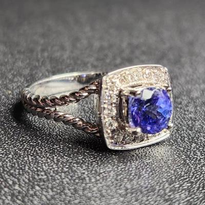 Brand New 14k White Gold 1.81 Cttw Tanzanite Diamond Ring Size 12