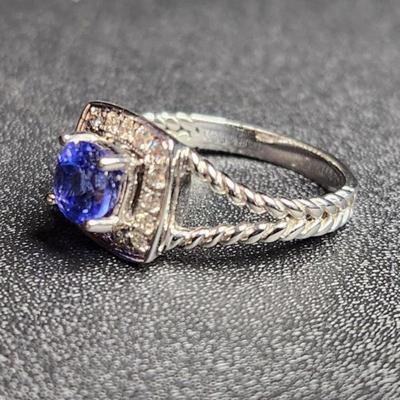 Brand New 14k White Gold 1.81 Cttw Tanzanite Diamond Ring Size 12