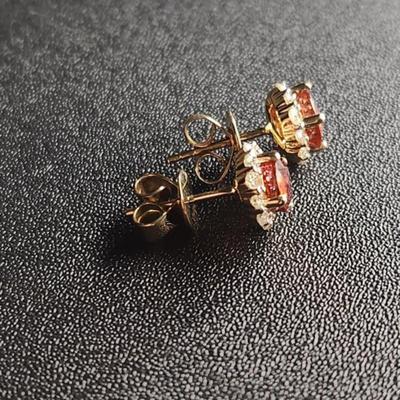 14k White Gold 2.39 Cttw Mandarin Garnet Vs Diamond Earrings