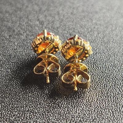 14k White Gold 2.39 Cttw Mandarin Garnet Vs Diamond Earrings