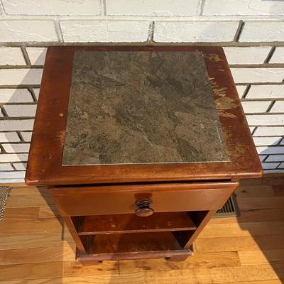 Wooden Side Table with Dovetailed Drawer (S-MG)