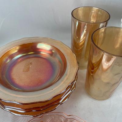 Multiple items of depression glass