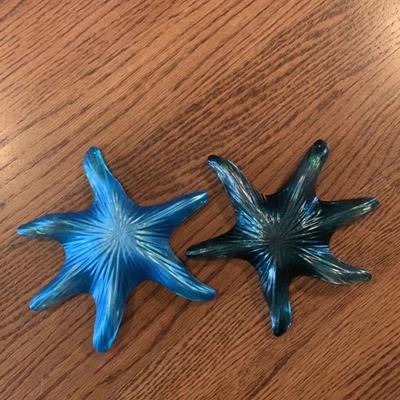 Pair of Studio art glass starfish figurines