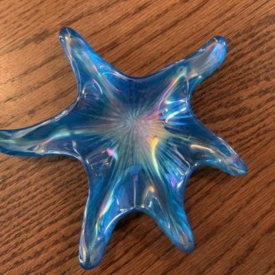 Pair of Studio art glass starfish figurines