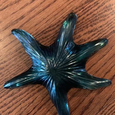 Pair of Studio art glass starfish figurines