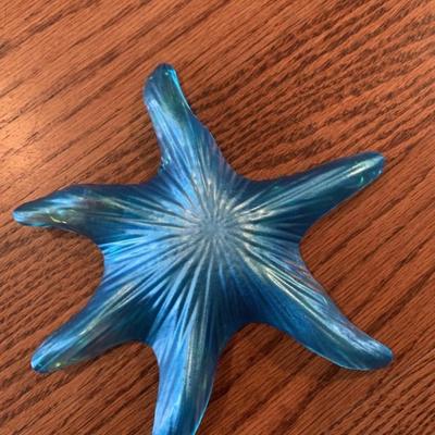 Pair of Studio art glass starfish figurines