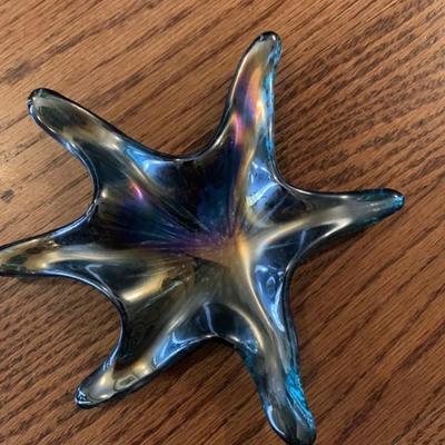 Pair of Studio art glass starfish figurines