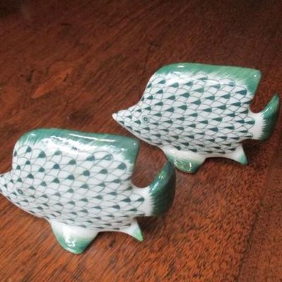Vintage pair of Andrea HP green china fish