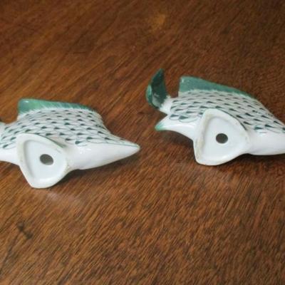 Vintage pair of Andrea HP green china fish