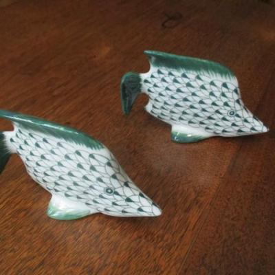 Vintage pair of Andrea HP green china fish