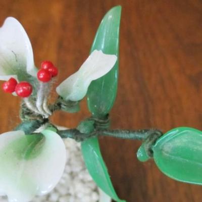 Antique Jade–agate floral bonsai tree