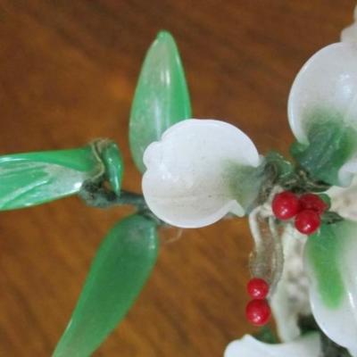 Antique Jade–agate floral bonsai tree