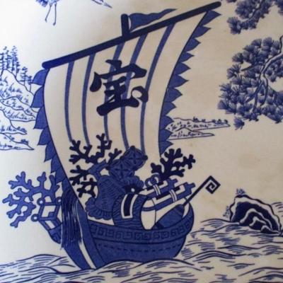 Antique Arita Amari blue & white cabinet display charger
