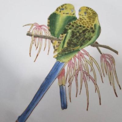 Vintage set of 4 oriental accent bird plates