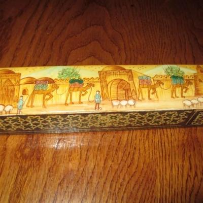 Vintage Middle East handcrafted wooden trinket box