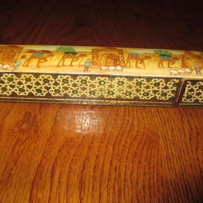 Vintage Middle East handcrafted wooden trinket box
