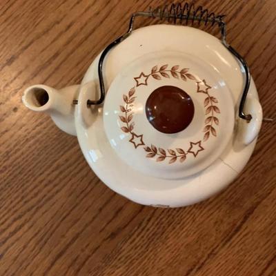 Vintage American brown eagle enamel handled teapot