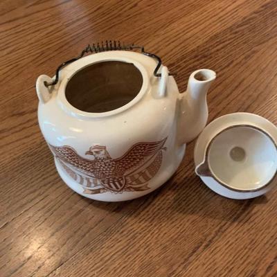 Vintage American brown eagle enamel handled teapot