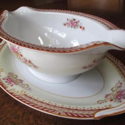Antique Noritake Nippon Toki Kaisha gravy bowl with underplate