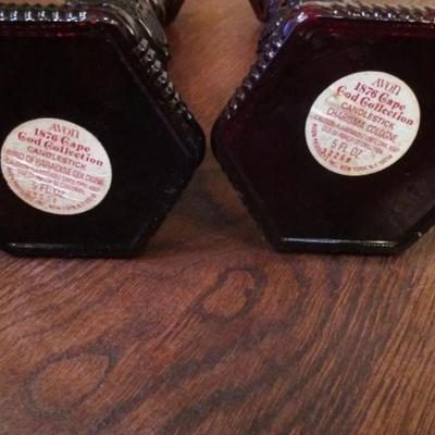 Vintage pair of Cape Cod ruby red Avon candlesticks