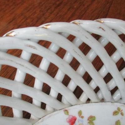Vintage white rope, lattice porcelain bowl HP