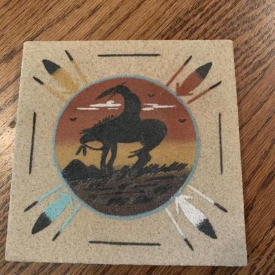 Vintage signed Navajo sand art