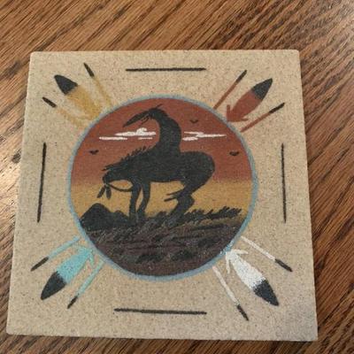 Vintage signed Navajo sand art