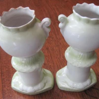 Pair of Bavarian HP pedestal vases