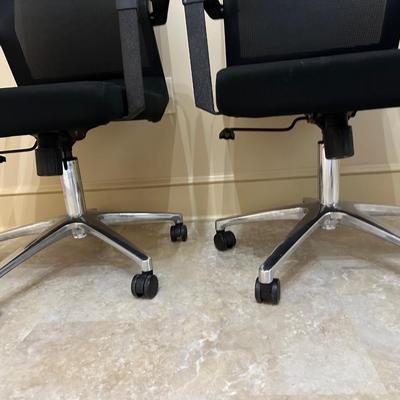 Pair of Mesh Back and Foam Cushion Office Chairs