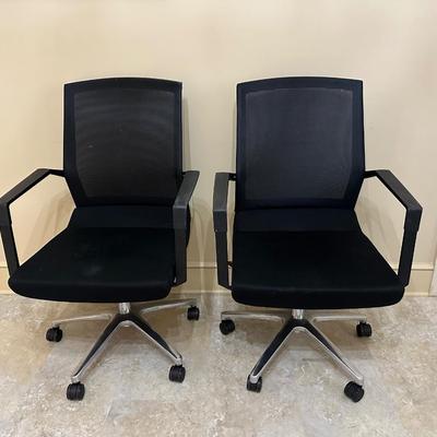 Pair of Mesh Back and Foam Cushion Office Chairs