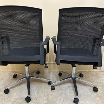 Pair of Mesh Back and Foam Cushion Office Chairs