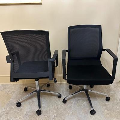Pair of Mesh Back and Foam Cushion Office Chairs