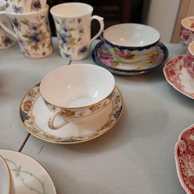Collection of Tea Pots Cups Saucers Creamer Sugar Bowls Plates Gibsons, Johnson Brothers RS Germany Porcelain