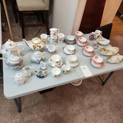 Collection of Tea Pots Cups Saucers Creamer Sugar Bowls Plates Gibsons, Johnson Brothers RS Germany Porcelain