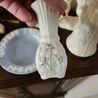 Lot of Collectibles Milk Glass Horse head Book Ends Elephants, Belleek, Lenox USA